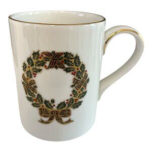 Royal Doulton Christmas Wreath Fine China Mug – 1997 Holiday Collectible with Or